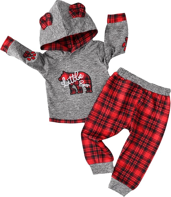 Toddler Baby Boy Clothes Infant Newborn Boy Outfit Long Sleeve Hoodie Sweatshirt Pants Fall Winter Clothes Set