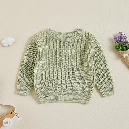 Newborn Baby Boy Girl Knit Sweater Long Sleeve Solid Winter Warm Sweatshirt Top Outfit Infant Toddler Fall Clothes