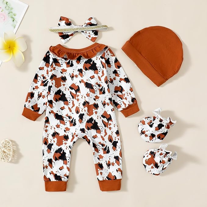 Infant Baby Girl Clothes Newborn Girl Romper Fall Winter Outfit Ruffle Long Sleeve Jumpsuit Romper Cute Baby Girl Outfit