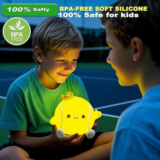 DREAMING MY DREAM Tennis Night Light,LED Squishy Novelty Night Lamp,2 Levels Dimmable Nursery Bedroom Nightlight for Kids, Rechargeable Touch Lamp Decor,Baby Boys Girls Gifts