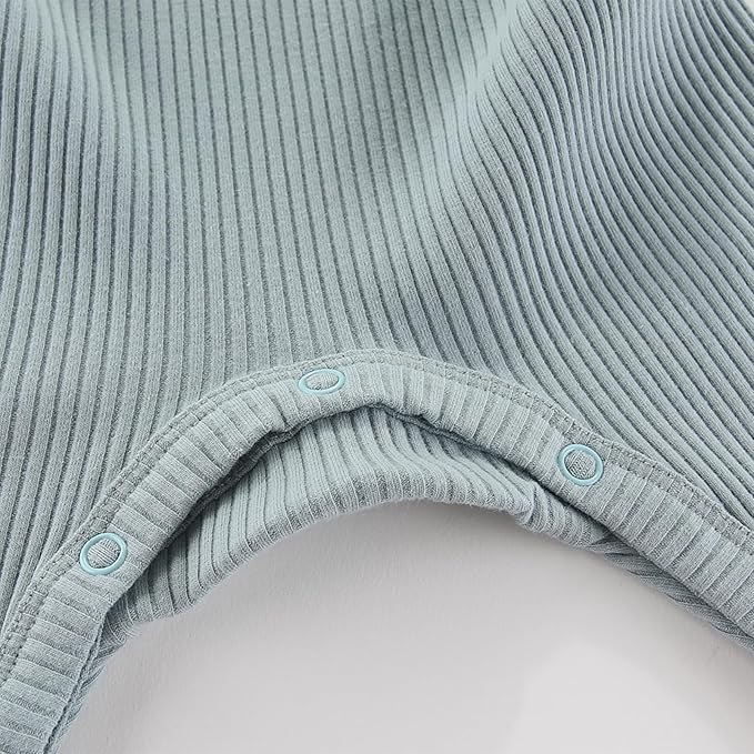 Baby Boy Girl Romper 2 Pack Long Sleeve Button Jumpsuit Cotton Unisex Infant Baby Clothes for 0-24 Months