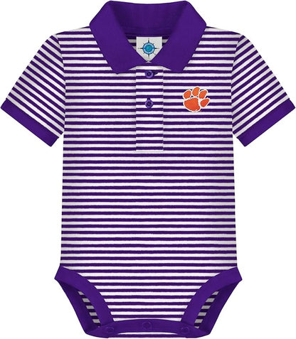 Creative Knitwear College Baby Striped Polo Bodysuit - Team Logo, Multiple Colors, for Boys & Girls (0-12 Months)