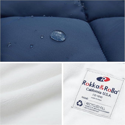 Rokka&Rolla Baby Girls' Water-Resistant Puffer Jacket Hooded Winter Coat with Soft Mini Fur Lining for Newborn Infant Toddler