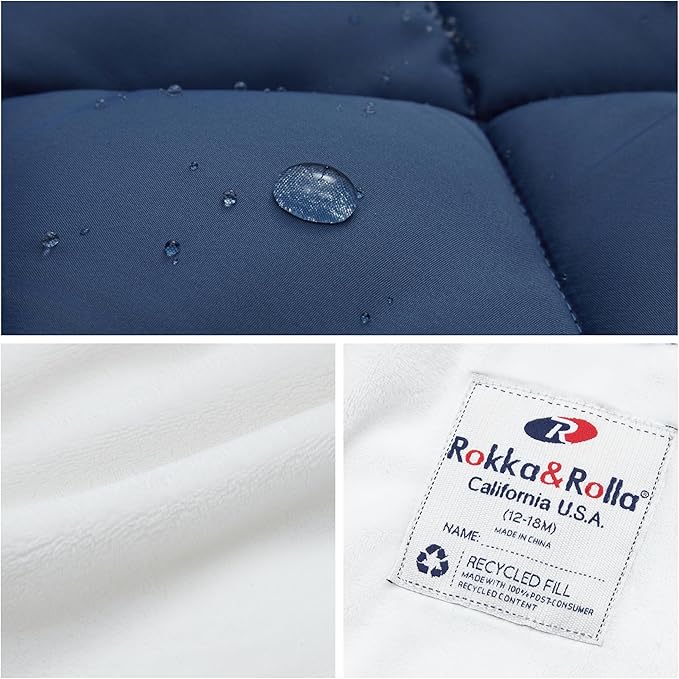 Rokka&Rolla Baby Girls' Water-Resistant Puffer Jacket Hooded Winter Coat with Soft Mini Fur Lining for Newborn Infant Toddler