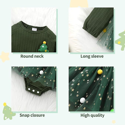 YOUNGER TREE Newborn Baby Girl Romper Dress Outfits Long Sleeve Floral Tutu Bodysuit with Leggings Hat Infant Fall Clothes