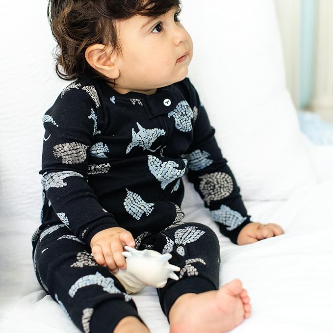 Burt's Bees Baby Boys Sleep and Play PJs, 100% Organic Cotton One-Piece Zip Front Romper Jumpsuit Pajamas