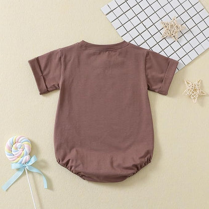 Jimonda Baby Boy Girl Bubble Romper Solid Color Bodysuit Short Sleeve Organic Cotton T-Shirt