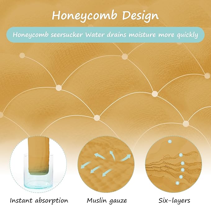 HIPHOP PANDA 10 Pack 6-Layers Muslin Burp Cloths Large - Durable 100% Cotton - Extra Absorbent and Soft Boys & Girls Rags for Newborn Registry (Grey+White+Ivory+Honey+Brown, 20" X10")