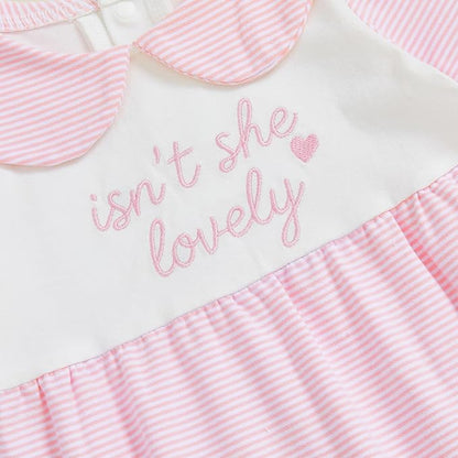 Newborn Baby Girl Footed Romper Onesie Little Sister Embroidery Fall Clothes Coming Home Outfit Vintage Jumpsuit