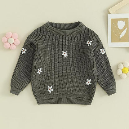 Mubineo Baby Girl Winter Clothes Cute Flower Sweater Crewneck Pullover Long Sleeve Knit Newborn Infant Sweaters