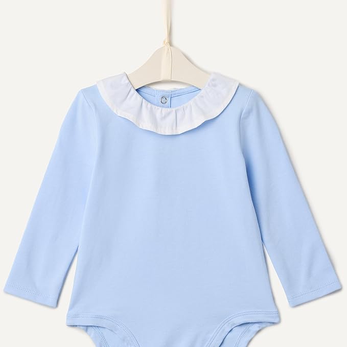 Amazon Essentials x Sofia Grainge Baby Girls' Long-Sleeve Ruffle Collar Bodysuit, Pack of 2