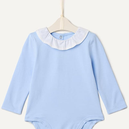 Amazon Essentials x Sofia Grainge Baby Girls' Long-Sleeve Ruffle Collar Bodysuit, Pack of 2