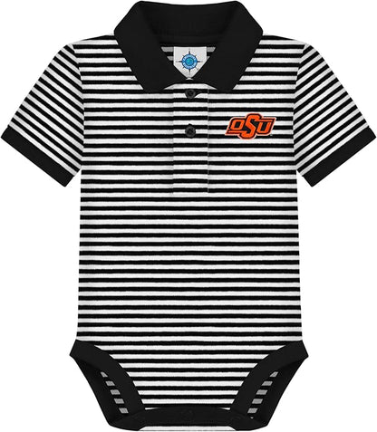 Creative Knitwear College Baby Striped Polo Bodysuit - Team Logo, Multiple Colors, for Boys & Girls (0-12 Months)