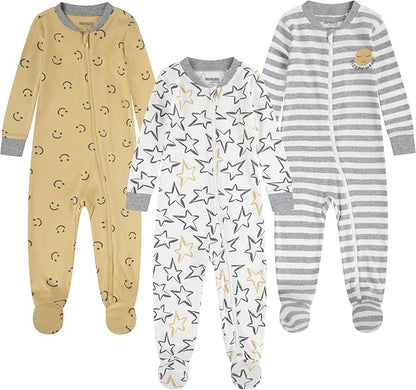 HUGGIES unisex-baby 3-pack Footed Coverall Pajamas