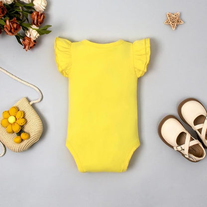 Magic Park 0-24M Infant Girl Romper Baby Girls Solid Color Bodysuit Toddler Ruffle Jumpsuit Shirts Casual Tops Baptism Shirt