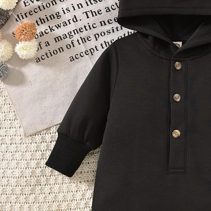 Unisex Baby Hooded Jumpsuit Infant Boy Girl Long Sleeves Romper Fall Winter Spring Outfits Preemie-18 Months