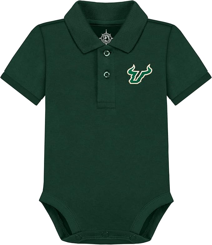 Creative Knitwear College Baby Polo Bodysuit Solid - Team Logo, Multiple Colors, for Boys & Girls (0-12 Months)