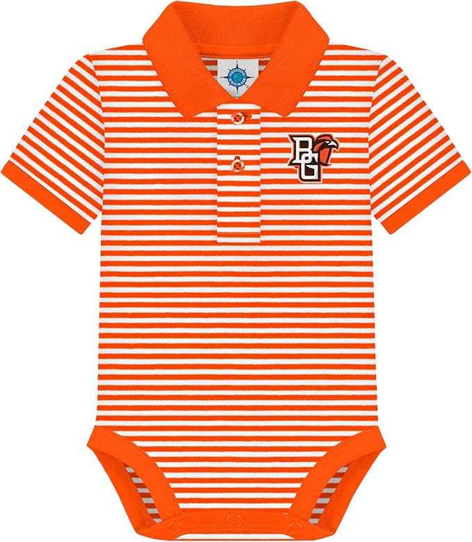 Creative Knitwear College Baby Striped Polo Bodysuit - Team Logo, Multiple Colors, for Boys & Girls (0-12 Months)