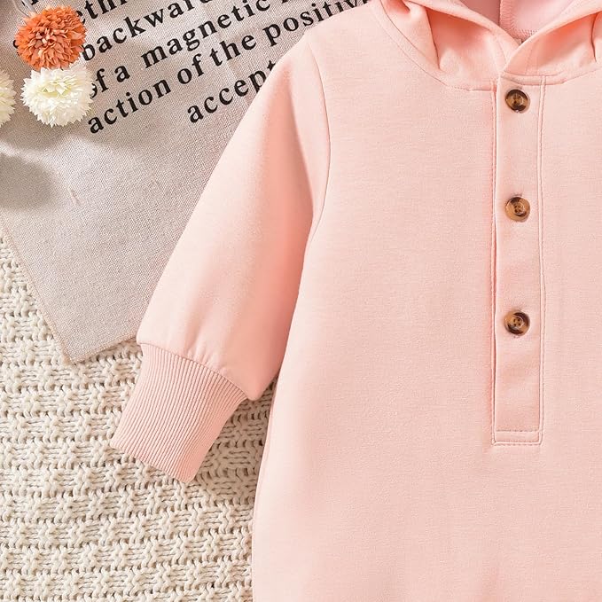 Unisex Baby Hooded Jumpsuit Infant Boy Girl Long Sleeves Romper Fall Winter Spring Outfits Preemie-18 Months