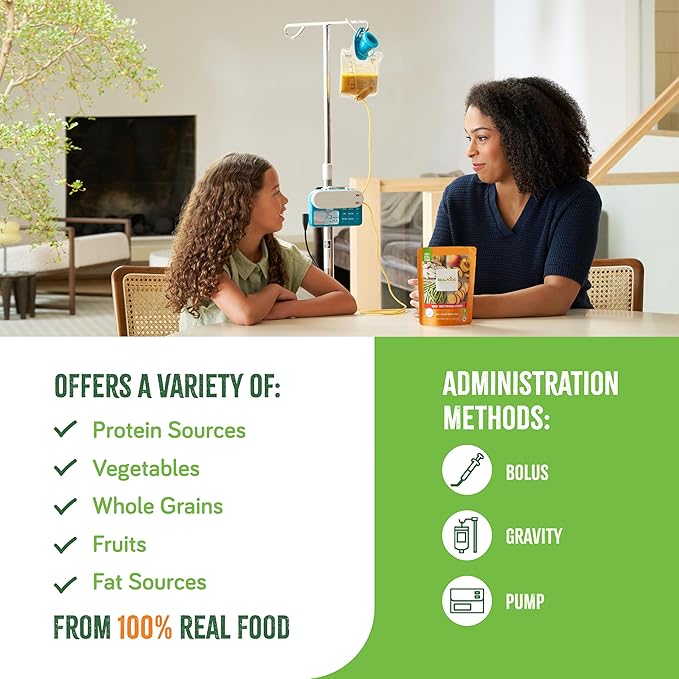 Real Food Blends Turkey, Sweet Potatoes & Peaches - Pureed Food Meals for Tube Feeding with Protein, Vegetables & Fruits - 320 Calories for Lunch & Dinner - 9.4 oz (Pack of 12)