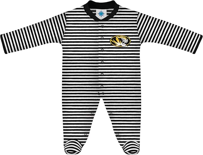 Creative Knitwear College Baby Striped Footed Romper - Team Logo, Multiple Colors, for Boys & Girls (0-9 Months)