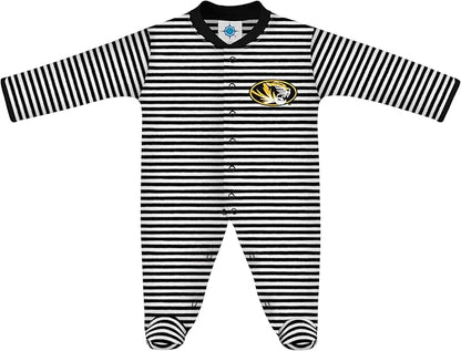 Creative Knitwear College Baby Striped Footed Romper - Team Logo, Multiple Colors, for Boys & Girls (0-9 Months)