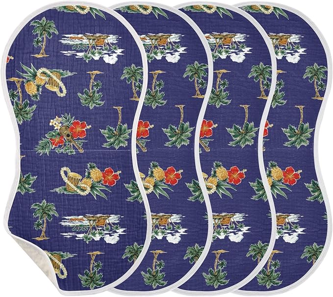 vvfelixl Muslin Burp Cloths Hibiscus Palm Hawaii Music Baby Washcloths for Baby Girl Boys 2 Pack