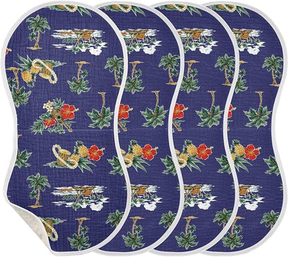 vvfelixl Muslin Burp Cloths Hibiscus Palm Hawaii Music Baby Washcloths for Baby Girl Boys 2 Pack