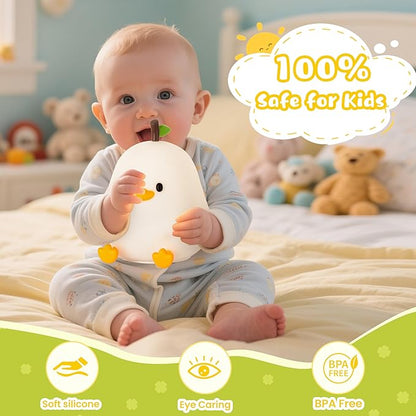 Night Light for Kids, Rechargeable Dimmable Silicone LED Nightlight with 7 Colors, Baby Nursery Night Lamp, Touch Squishy Lamp, Cute Gifts for Girls, Boys, Toddler Room Decor, White Duck