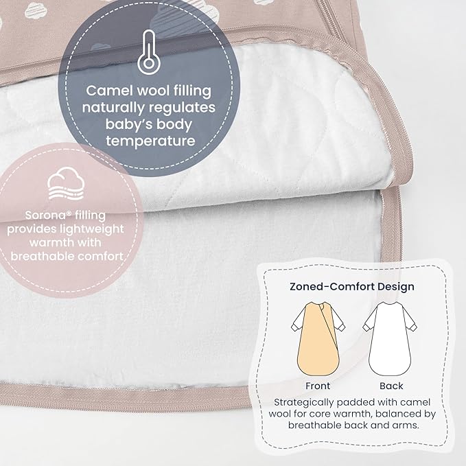 kaiya baby Unisex Sleeping Bag for Babies and Toddlers 1.0 Tog Sleep Sack 0-6 Months, Baby Sleep Sack, Newborn Sleep Sack, Wearable Blanket Baby, One Piece with Sleeves, Gifts for Baby, Pink