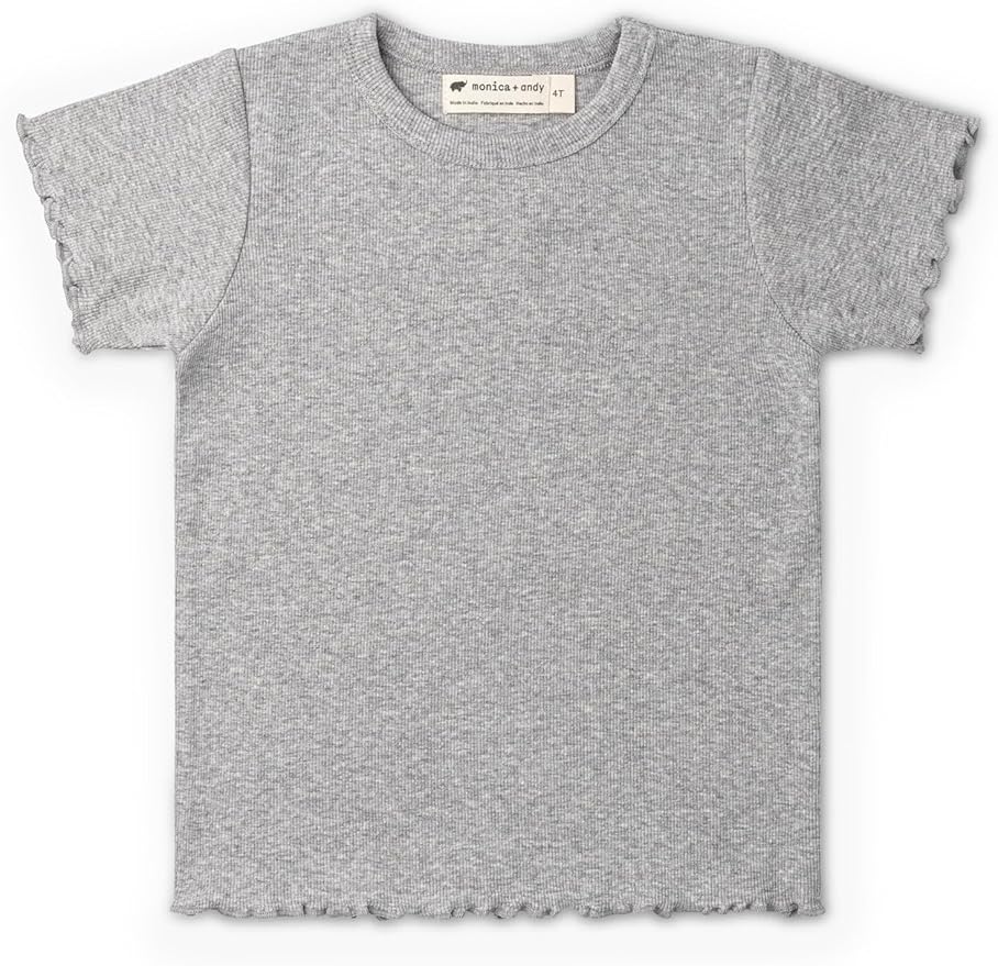 Monica + Andy Crewneck Tee, 100% Organic Cotton Clothes for Girls & Boys, Printed T-Shirt Sizes for Kids, Toddler & Baby