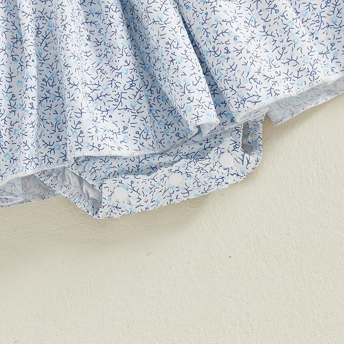 Summer Baby Girls Clothes Floral Short Sleeve Romper Dress Tutu Bodysuit Doll Collar Jumpsuit One Piece Outfit