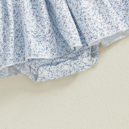 Summer Baby Girls Clothes Floral Short Sleeve Romper Dress Tutu Bodysuit Doll Collar Jumpsuit One Piece Outfit