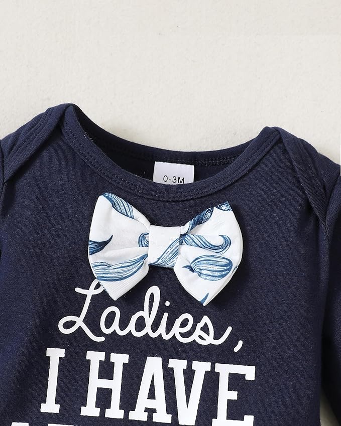 Baby Boy Clothes Infant Newborn Fall Winter Outfits Long Sleeve Letter Print Romper + Hat + Pants Set