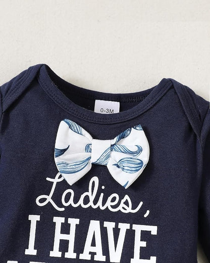 Baby Boy Clothes Infant Newborn Fall Winter Outfits Long Sleeve Letter Print Romper + Hat + Pants Set