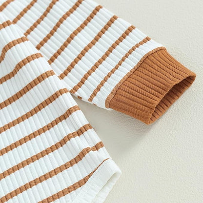 Newborn Baby Boy Girl Clothes Ribbed Knitted Long Sleeve Romper Pants Solid Cotton Infant Fall Winter Outfits 2Pcs