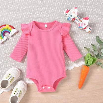 Aalizzwell Preemie Newborn Infant Baby Girls Clothes Ribbed Romper Bodysuit Pants Set Fall Winter Outfits