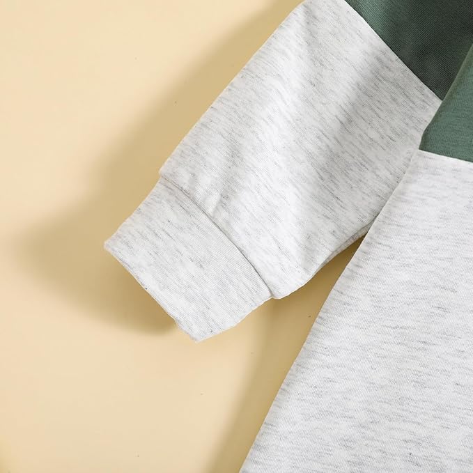 BemeyourBBs Newborn Baby Boy Clothes Color Block Long Sleeve Zipper Hooded Romper with Pocket Fall Winter One Piece Outfits