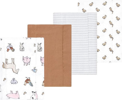 Luvable Friends Hudson Baby Flannel Burp Cloths 4pk, Farm Pals