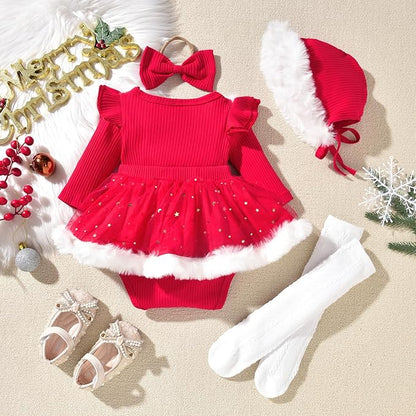 Unutiylo Preemie Newborn Baby Girl Clothes Romper Suspender Dress Fall Winter Outfits Ruffle Long Sleeve Jumpsuit