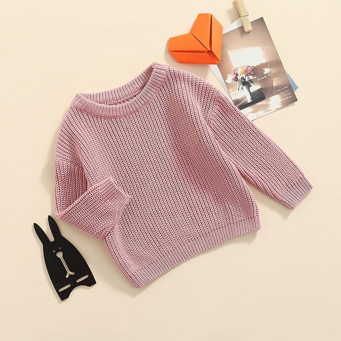 Newborn Baby Boy Girl Knit Sweater Long Sleeve Solid Winter Warm Sweatshirt Top Outfit Infant Toddler Fall Clothes