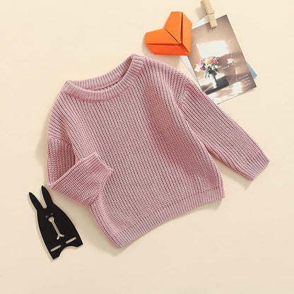 Newborn Baby Boy Girl Knit Sweater Long Sleeve Solid Winter Warm Sweatshirt Top Outfit Infant Toddler Fall Clothes