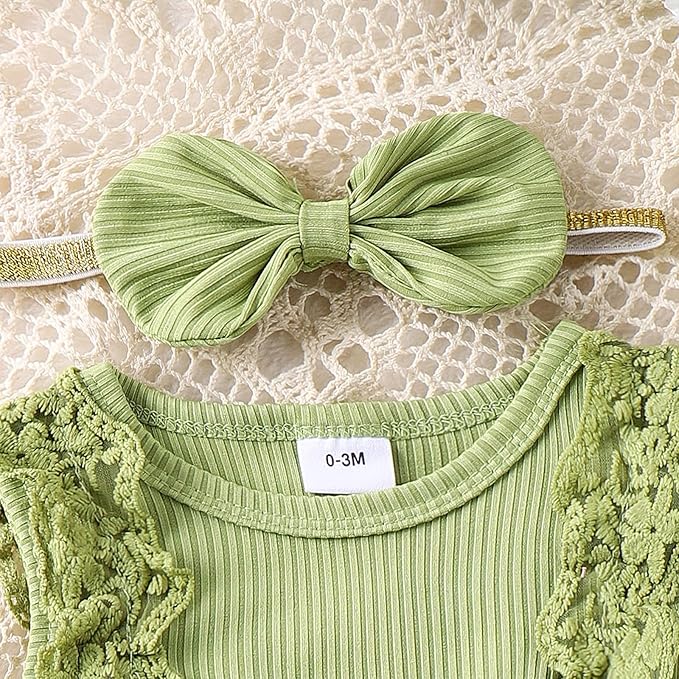 Baby Girl Clothes Newborn Romper Dress Infant Lace Ruffle Sleeveless Summer Outfits with Headband 0-12 Months