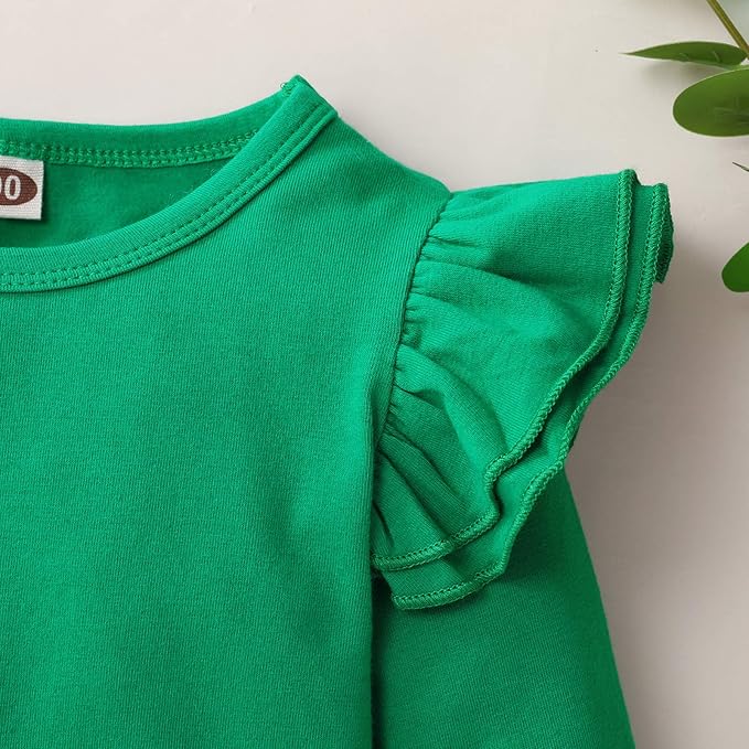 LYSMuch Toddler Baby Girls Long Sleeve Ruffle T Shirt Kids Casual Plain Solid Top Blouse T-Shirt Undershirt