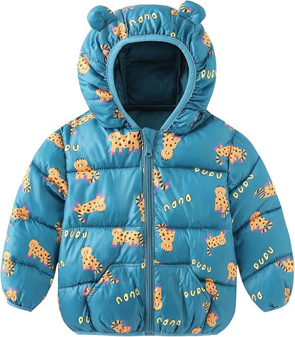 Winter Down Coats for Kids Baby Boys Girls Light Puffer Padded Jacket Bear Hoods Infant Outerwear