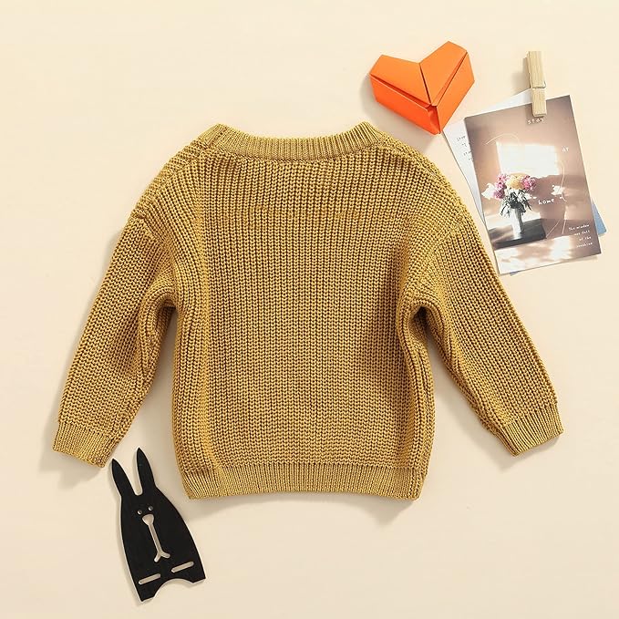 Newborn Baby Boy Girl Knit Sweater Long Sleeve Solid Winter Warm Sweatshirt Top Outfit Infant Toddler Fall Clothes