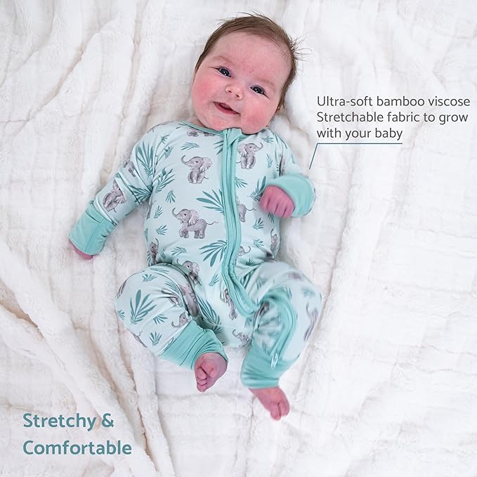 LollyBanks Baby Pajamas, 2-Way Zipper Infant Romper, 95% Viscose Made from Bamboo and 5% Spandex, Baby Sleepers