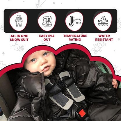 ONE KID The Road Coat Premium Snow Suit | Car Seat Safe Winter Jacket for Infants & Toddlers | Crash Tested, Easy In & Out