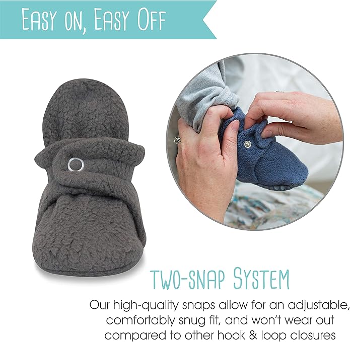 Zutano Unisex Fleece Baby Booties, Two Snap Closure, Newborn to 24 Months