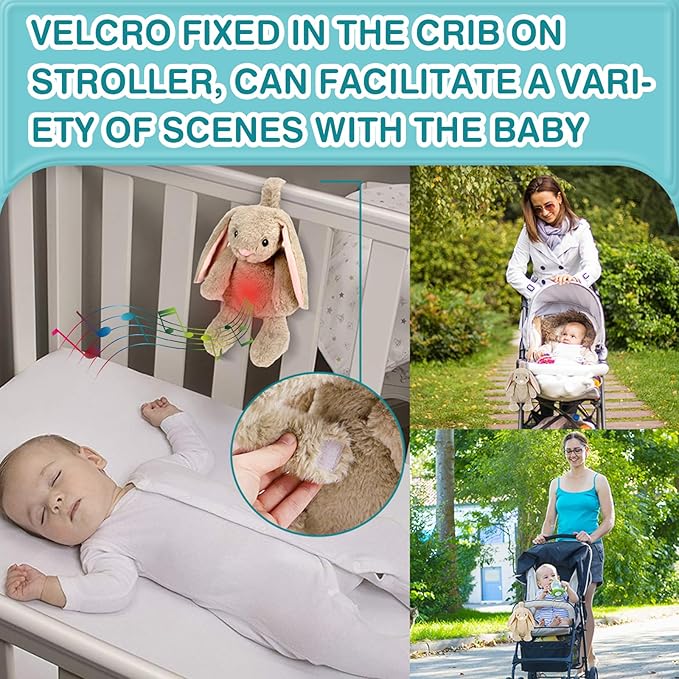 Dearbaby Baby Soother Cry Activated Sensor Toys,Heartbeat Bunny for Babies,Plush Stuffed Animal for Newborn Infants,Baby Toy Vibrating with Mom’s Heartbeat,Baby Shower Gifts for Girls and Boys